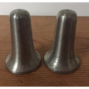 Pair Vtg Danish Mid Century Modern Kalmar Norway Pewter Salt Pepper Shakers Set